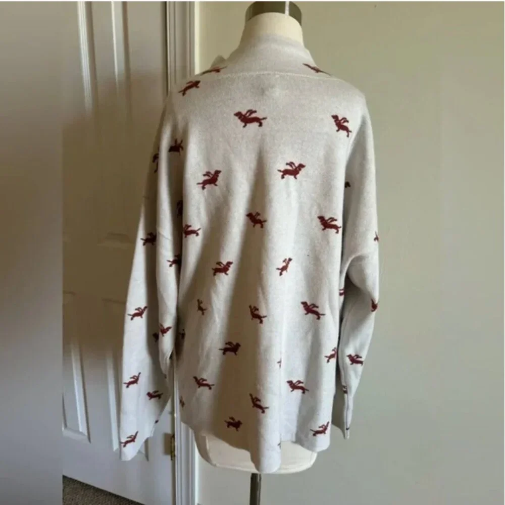 Anthropologie Maeve The Carys Mock-Neck Sweater dachshund dog graphics size XL - Picture 5 of 10